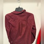 L.L.Bean  woman’s small button down shirt maroon heart motif Photo 5