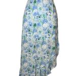 No Boundaries Women’s Floral Midi Asymmetric Blue White & Green Skirt 11-13 Photo 0
