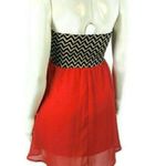 Everly  Strapbless Chevron Red Small Dress Photo 4