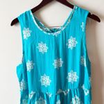 Wrangler Blue/White Floral Lace Up Back Tank Top Size Medium NEW Unlined Tunic Photo 1
