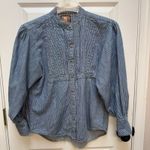 Desert West Vintage Western Button Up Shirt Medium Boot Pinstripe Made In USA Blue Photo 0