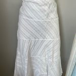 AQUA White Striped Midi Skirt Photo 3