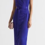 Reiss Flora Off-The-Shoulder Satin Midi Dress in Purple Photo 0