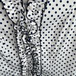 Gaia Boldetti White and Navy Ruffle Blouse Size 10 Photo 2