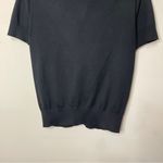 Loft Black 100% Pima Cotton Short-Sleeve Crewneck Button-up Cardigan, Medium Photo 6