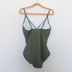 Womens Swimsuit Size L Green One Piece Ruched Minimalist Beach Chic Resortwear Size L Photo 2