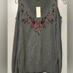 Skies Are Blue NWT  embroidered cold shoulder sweater gray size S Photo 0