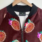 Moon & Nomad Mixed Emotions Velvet Bomber Jacket Burgundy Purple Fringe Medium Photo 9