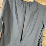 Topshop midi asymmetric hem ruched sleeves slit side open back women Size 6 blue Photo 14