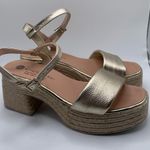 Eric Michael  argento Sandals gold platform ankle strip Spain size 38 US 7.5 786 Photo 1