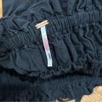 Free People  Black Smocked Tube Top M Ruffle Trim Drawstring Crop Boho Chic Photo 2