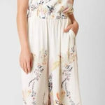 Free People Free People Ivory Floral One Shoulder Jumpsuit Size Xs Photo 0