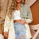 Peach Love  Acid Wash Corduroy Shacket Shirt Jacket Cotton Relaxed Fit Size S Photo 2