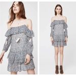 Rebecca Minkoff DEXTER FLORAL BLUE WHITE CREAM PRINT FLOWY TUNIC DRESS S Photo 2