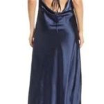 Lulus Dress One Last Glance Satin Backless Slip Dress Navy Blue Size Medium Photo 15