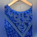 Relin Vintage Blue Sequin Maxi Dress Formal Gown Beaded 100% Silk Dynasty 1980s Size L Photo 6