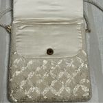 Vintage White Glass Beaded Patterned Crossbody Bag Art Deco Pearl Strap Party Photo 4