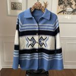 Vintage Southwestern Indian Button Blanket Print Poncho OSFM Blue Size undefined Photo 2