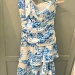 One Shoulder layered floral dress Blue Size L Photo 1