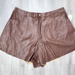 Brown Leather Flared Trumpet Shorts 16W Photo 0