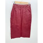 Walter Baker  Red Leather Pencil Midi Skirt Button Snap Fitted Women Size 4 Photo 1
