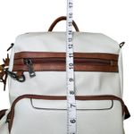 Convertible Backpack Shoulder Bag Satchel Purse White Brown Vegan Leather Photo 6