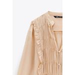 ZARA  NWT ruffe pleated button elegant top Photo 5