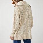 Free People  Driftwood Cable Knit Polo in Ivory Size Medium M Fisherman Oversized Photo 4