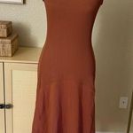 Athleta  NWOT Pacifica Midi Ribbed Sleeveless Dress Athletic Rust Orange Size XXS Photo 0