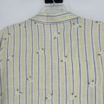 Coldwater Creek  Linen Shirt Yellow Stripe Floral Embroidered Cottage Size M Photo 8