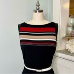 White House | Black Market  Striped Slimming Sheath Dress Leather Trim 6 Small Photo 3
