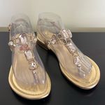 Marc Fisher Gold Sandals with Jewel Thong Photo 4