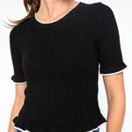 GEORGIE Mixed Stitch Ruffle Pullover Sweater NWT Sz. XS Black Photo 0