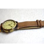 Accutime Bronze Tone Quartz Brown Leather Band Unisex New Battery Watch Gold Photo 4