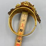 Vtg M&M Designs Gold Tone Black Crystal Beaded Floral Bangle Bracelet Earring Photo 10