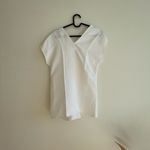 Helmut Lang  White Linen Asymmetric Top V Neck Size 2 NWT Photo 12