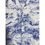 Joie  100% Linen Womens Top M Blue White Scenic Print Button Down Tropical Photo 2