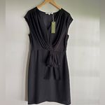 Trina Turk  Black Draped Tie Waist Sheath Dress Size 10 NWT Cocktail Work Party Photo 8