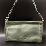 Lucky Brand Olive Green Genuine Leather Woven Strap Wristlet Mini Shoulder Bag Photo 3