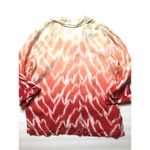 JM Collection Mountain Lake Rose Linen Ikat Button Down Shirt Top Sz 14 Photo 2
