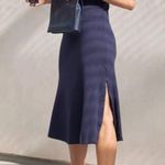 AYR NWOT The Moderne Ribbed Short Sleeve Midi Shirt Dress Navy Blue Stretchy SzS Photo 5