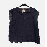 Forgotten Grace Navy Blue Eyelet Lace Sleeveless Top Womens NEW Plus Size 2X 100 Photo 1