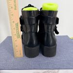 Boc Rosalee Black Grey Faux Leather Buckle Lace Up Moto Combat Boots Women 10M Gray Size 10 Photo 2