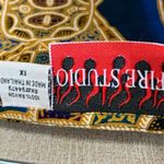 Fire Studio Blue and Gold Patterned boho look wrap style skirt 1X Photo 1