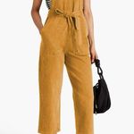 Alex Mill Womens Ollie Jumpsuit Sleeveless Cropped Denim Golden Khaki NWT XL Tan Photo 12