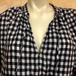 J.Crew %100 Linen pull over key hole Gingham Top Photo 3