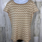 Lilly Pulitzer Blouse XL | Gold Cream Zigzag | Short Sleeve Knit | MSRP $150 Photo 0