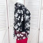 Inner Beauty Floral Sheer Mesh Kimono Topper Open Front Black White XL Photo 2