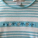 Cathy Daniels  Size Medium Blue stripped Top.Flowers on front. Photo 2