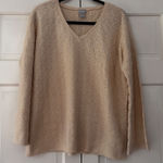 Chico's Chico’s Size 1 Sweater Cream Knit V Neck Pullover‎  Size Medium Beige Top Photo 0